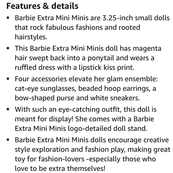 Barbie Extra Mini Minis Doll with Burgundy Hair, Sunglasses & Red Ruffle Dress - Picture 9 of 13